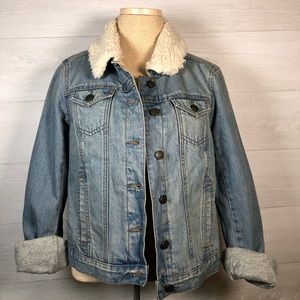 Loft faux shearling lined denim jacket